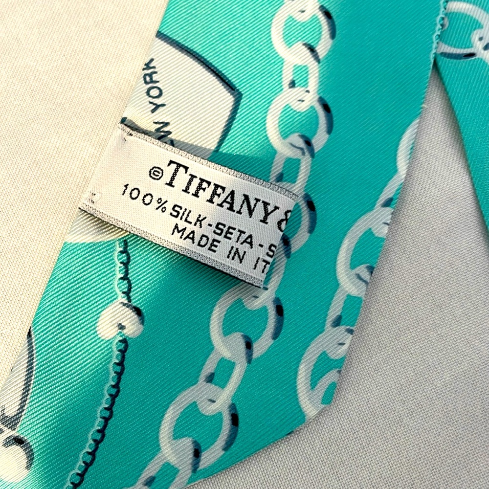 Tiffany & Co Tiffany blue silk printed neck scarf